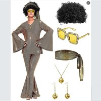 Costume de disco Ragelion pour femmes, années 60 et 70, kit de fête d'Halloween avec haut, pantalon et accessoires, matière polyester, taille adulte