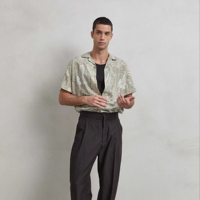 Chemise décontractée pour homme Imperio, style hawaïen, imprimé feuilles de palmier, manches courtes, été