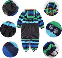 Combinaison de ski unisexe pour enfants, combinaison chaude en polaire, à capuche, imperméable, respirante, rayée, en polyester/coton, combinaison de neige pour bébé