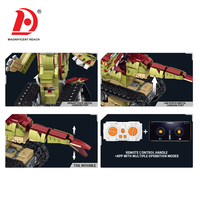 Bloques de Construcción Transformables de Triceratops RC, 2 Formas, Juguete Robot Tanque Dinosaurio, Control Remoto Dual y por Aplicación, Ladrillos de Construcción STEM