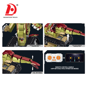 Blocs de construction transformables RC Triceratops 2 formes Dinosaure Tank Robot <span class=keywords><strong>Jouet</strong></span> Double télécommande et contrôle par application Briques de construction STEM - Product Image 3