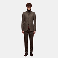 Veste de costume homme chinoise moderne ultra-fine en mélange de laine, col montant arrondi, simple boutonnage