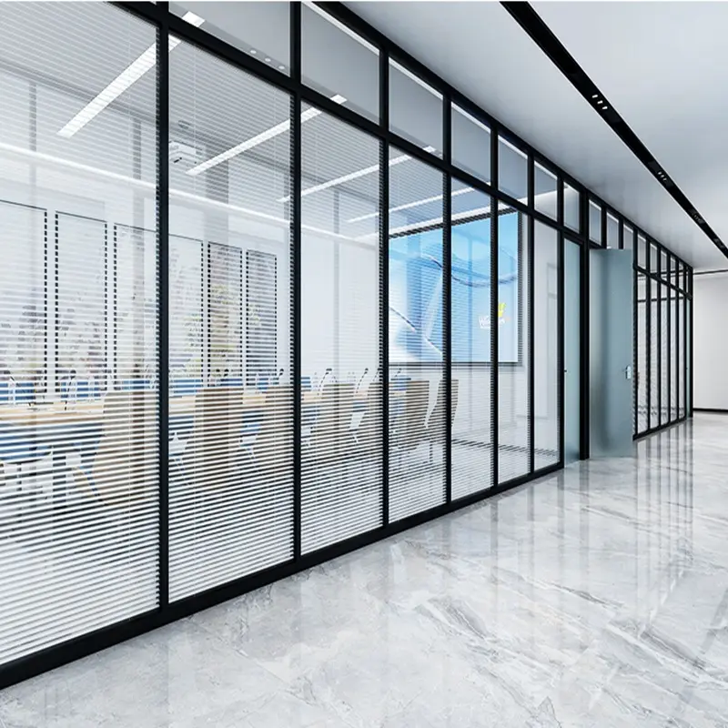 12mm עובי מזג זכוכית אלומיניום מסגרת מתקפל קירות מחיצה עבור משרד