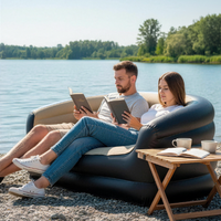 Canapé gonflable SILVERLINE en PVC floqué, chaise de camping, chaise longue d'extérieur, pliable manuellement, noir, canapé gonflable relaxant