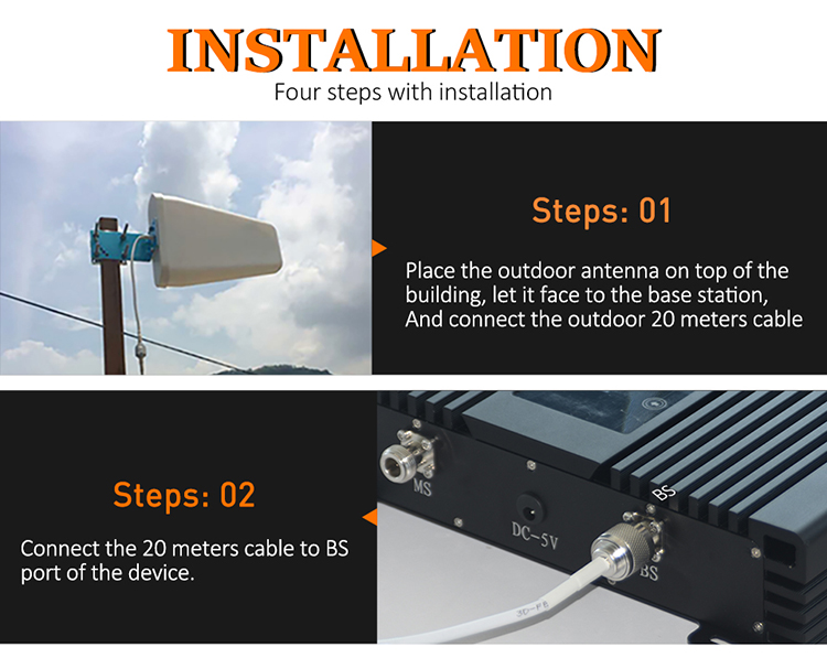 ATNJ 2G 3G 4G booster tri band 900/1800/2100MHz phone signal booster repeater with two LCD display