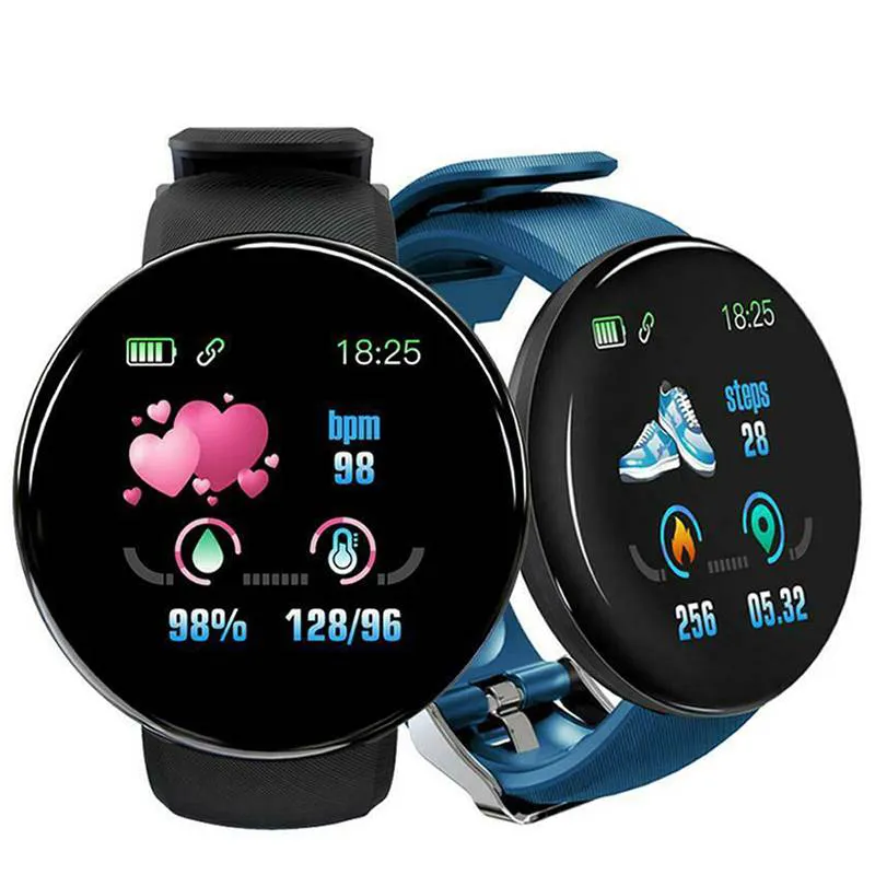Jam Tangan Pintar D18 Pria dan Wanita, Arloji Cerdas Olahraga Tahan Air Tekanan Darah 116 Plus untuk IOS Android