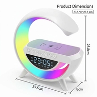 Haut-parleur Bluetooth en forme de G 4-en-1 avec chargeur sans fil, lumière d'ambiance RGB, réveil, bruit blanc et veilleuse de chevet pour bureau