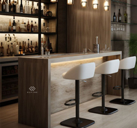 Comptoir de bar moderne en verre en forme de L avec éclairage LED, idéal pour hôtels et centres commerciaux, garantie 10 ans