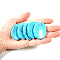 HY Wholesale Ensemble de Pierres de Guérison et de Méditation 7 Chakras en Turquoise Bleue Semi-Précieuse, Pierres de Palmier Gravées pour la Méditation et le Reiki