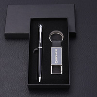 Ensemble de porte-clés en cuir et alliage, logo personnalisé, stylo en métal, cadeau de bureau, ensemble de porte-clés cadeau