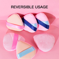 Éponge de maquillage en PU rose réversible en coton pour fond de teint liquide avec rubans – Outils cosmétiques