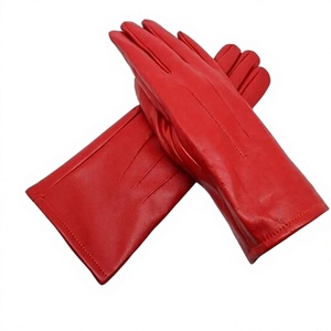 Sheep Leather Sporty Driving Gloves Wrist Length Motorcycle Style Breathable Unlined Design with <b>Shining</b> Leather Finish - Product Image 1