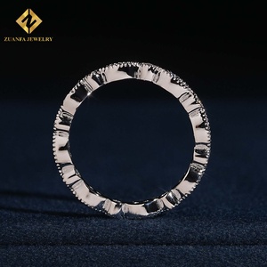 Bague de mariage empilable ZUANFA JEWELRY vintage en diamant de laboratoire taille ronde, sertie sur toute la surface, pour femme - Product Image 3