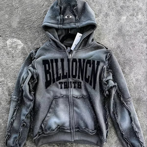 Sudadera recortada de algodón de primera calidad para hombre, ropa de calle, Sudadera con capucha, logotipo bordado personalizable, transpirable para invierno - Product Image 1