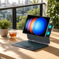 Ultra Düşük Fiyatlı Uyumlu Xiaomi Pad 6s Pro 12.4" Magic Keyboard Kılıfı, 7 Renkli RGB Tuşlu Dokunmatik Yüzeyli Klavye Kılıfı