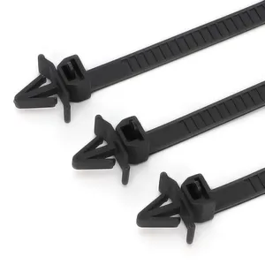 Listo para enviar Alta calidad Reutilizable Plástico Nylon Liberable Zip Tie X08 Push Mount Bridas para cables