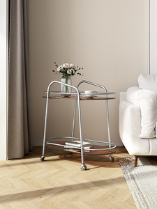 Table basse en verre <span class=keywords><strong>à</strong></span> <span class=keywords><strong>roulettes</strong></span> de style nordique, luxe moderne, petite table d'appoint pour canapé, étagère de rangement pour salon, mobilier de maison - Product Image 2