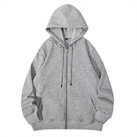 Hoodie Zipper Custom Logo Unisex Bahan Katun Polyester Fleece Resleting Penuh Warna Solid Sweatshirt Olahraga Grosir Polos