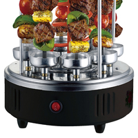 HALEY 1200W 8 brochettes en acier inoxydable, grill à kebab rotatif à 360 degrés, barbecue électrique pour usage domestique