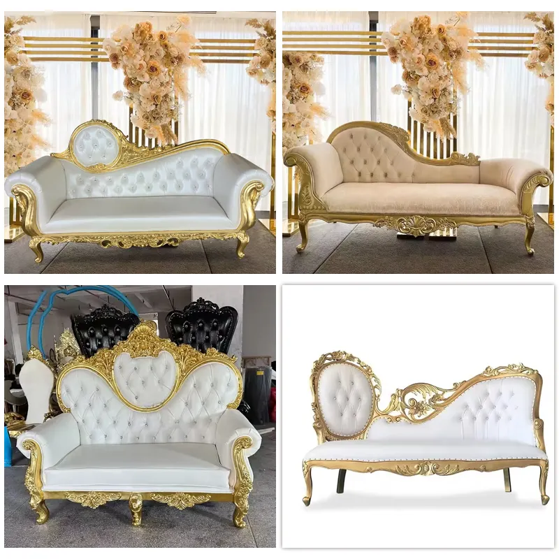 Individuelle Luxus-Partymöbel weiß Gold Hochzeit könig König Thronstuhl Königin Sofa