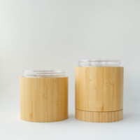 Pot cosmétique en bambou de 500ml avec pots d'emballage de crème en plastique vides à bouchon vissé Conteneur de crème pour le visage