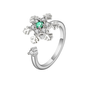 Cluster <b>Set</b> Cubic Zirconia Rotating Snowflake Open <b>Rings</b> Anxiety Copper <b>Gold</b> Plated Women's Christmas Fashion Jewelry - Product Image 5