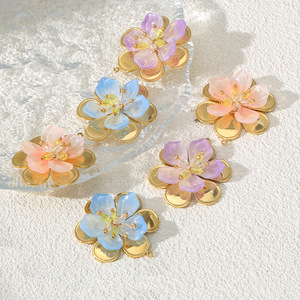 Vente chaude Coloré DIY Cristal Perles Fine Charme <span class=keywords><strong>Pendentif</strong></span> En Acier Inoxydable Pétales <span class=keywords><strong>Pendentif</strong></span> Accessoires Bijoux De Mode - Product Image 2