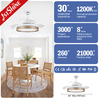 Ventilateur de plafond rétractable avec lumière LED, 1stshine OEM/ODM, économie d'énergie, innovant, durable, décoration intérieure, performances stables
