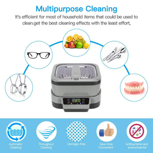 Grande capacité 1.2L nettoyage par ultrasons <span class=keywords><strong>bijoux</strong></span> intelligents lunettes nettoyant ultrasons légumes fruits maquillage brosse dispositif de nettoyage - Product Image 5