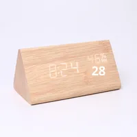 Jam Digital Kayu Kreatif Tampilan Suhu Kelembaban Fungsi Tanggal Tanpa Baterai Untuk Kamar Tidur Kantor Ruang Tamu Model 017