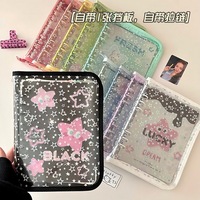 Cuaderno Planificador Escolar de PVC con Diseño de Estrellas de Dibujos Animados, 6 Anillas, Hojas Sueltas A5, 96 Hojas, Tapa Dura Transparente Kawaii