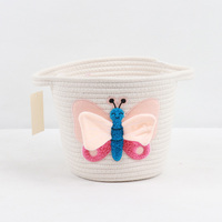Panier en corde de coton blanc avec chaussettes autocollantes pour veaux animaux Poubelle de rangement de bureau en polyester tissé pour vêtements pour enfants Articles pour bébés