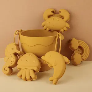 Mới Đến Mùa Hè Ngoài Trời Silicone Xô Thùng Và Spade Bộ, Sinh Thái Thân Thiện Cấp Thực Phẩm Silicone Bãi Biển Cát Đồ Chơi Cho Trẻ Em - Product Image 4