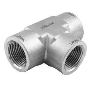 Acessórios para tubos de aço inoxidável tipo Swagelok 1/8 ''1/4'' 1/2 ''fêmea NPT BSP 3 vias tee conectores roscados internos
