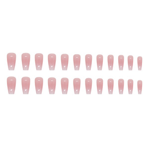 24 <span class=keywords><strong>faux</strong></span> <span class=keywords><strong>ongles</strong></span> simples mi-longs de style ballet avec colle, dégradé rose, pointes d'<span class=keywords><strong>ongles</strong></span> artificielles, paillettes, forme cercueil, à presser, couvrance totale - Product Image 5