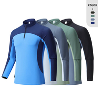89% poliéster 11% spandex Entrenamiento Fútbol Cuarto Cremallera Manga larga Logotipo personalizado Camiseta de manga larga