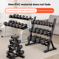 PINJIAN Modèle de support de rangement pour haltères de salle de sport à domicile, support à haltères à 3 niveaux, support à haltères pliable, équipement de fitness, support à haltères hexagonal vertical