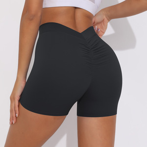 Shorts de yoga <span class=keywords><strong>femme</strong></span> à logo personnalisé, taille en V, couleur unie, effet fessier galbé, taille élastique, extensible dans les quatre sens, séchage rapide - Product Image 6