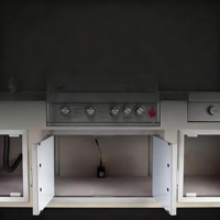 Moderne En Acier Inoxydable Villa Patio Cuisine Extérieure Tout-en-Un Grill Station Évier Pliant Camping Parties Utiliser Naturel