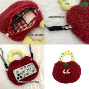 Borsa a tracolla da donna con simpatico cartone animato, ricamo squisito, in peluche, piccola pochette porta cosmetici - Product Image 4