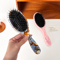 Brosse à cheveux coréenne personnalisée Shily&OS en acétate, antistatique, avec coussin, peigne plat, vente en gros, massage quotidien du cuir chevelu, démêlante, en vrac