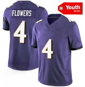 Jeugd En Kinderen Baltimore American Voetbal Truien 8 Jackson 4 Bloemen 22Henry Top Kwaliteit Gestikte Voetbal Jersey Shirts - Product Image 5