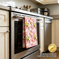 Handuk Dapur Cuci Piring Desain Retro Grosir, Kain Pembersih Katun Cuci Muka, Serbet Dapur & Lap Piring