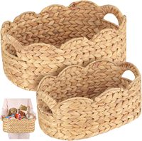 Panier en jacinthe d'eau Yulin Jiafu pour l'organisation et la décoration, paniers en jacinthe tissés à la main avec poignées intégrées pour le salon