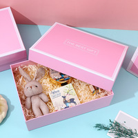 Boîte cadeau d'anniversaire personnalisée écologique rose, emballage créatif pour cosmétiques, design ciel étoilé, sac en papier sur mesure, ensemble de chaussettes