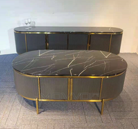 Ensembles de tables basses modernes et simples avec dessus en marbre noir support TV de luxe table centrale pour la maison meubles de salon