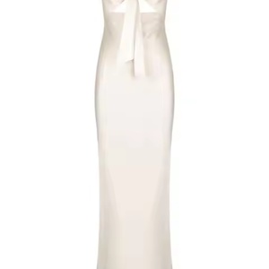 Nuevo Vestido de Playa de Verano de Alta Calidad, Sexy, con Tirantes Finos, Escote en V, Espalda Descubierta, de Satén Sedoso, Maxi, Modesto - Product Image 5