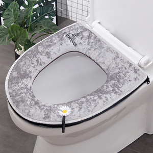 Coussin de siège de toilette en peluche épaissi avec fermeture éclair et <span class=keywords><strong>fixation</strong></span> auto-agrippante, lavable, multi-usage, portable - Product Image 2