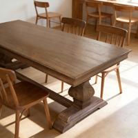 Table à manger en bois de style rétro américain, finition vieillie vintage, table de salle à manger