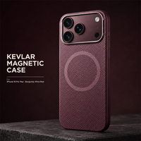 Étui magnétique rouge bordeaux 600D pour iPhone 18 Pro iPhone 18 Pro Max, étui de protection pour téléphone fin en fibre d'aramide antichoc
